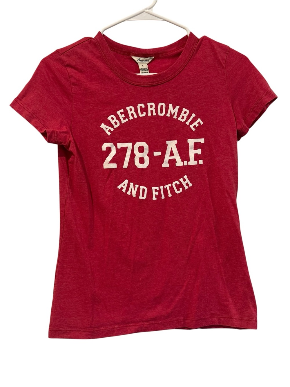 Vintage Abercrombie & Fitch Redish pink  Crewneck Graphic Tee size L